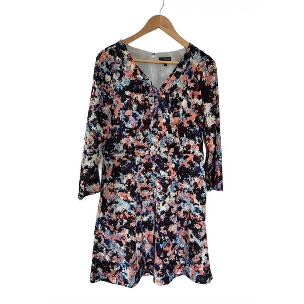 The Limited Floral A-Line Spring Dress Side Pockets Long Sleeve Size 12 Tall EUC